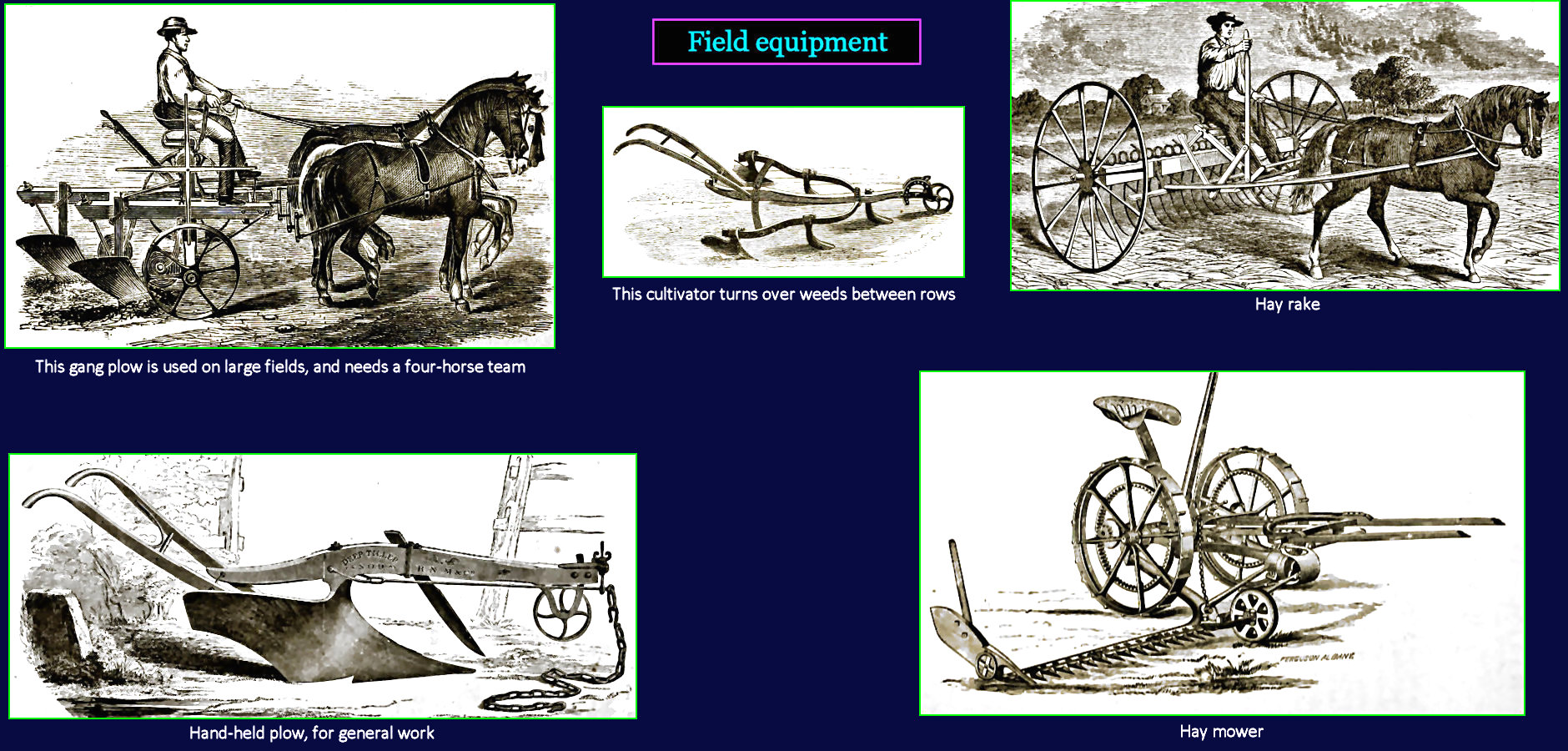 Farm equipment, 1870